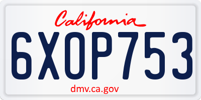 CA license plate 6XOP753