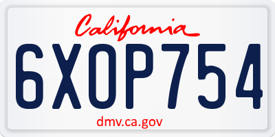 CA license plate 6XOP754