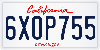 CA license plate 6XOP755