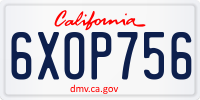 CA license plate 6XOP756