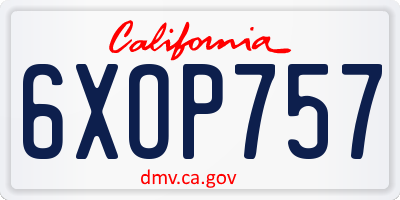 CA license plate 6XOP757
