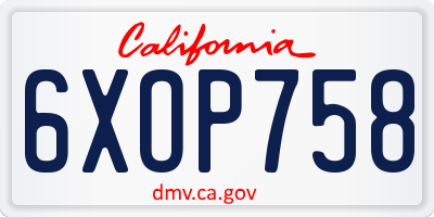 CA license plate 6XOP758