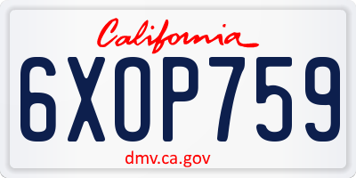 CA license plate 6XOP759