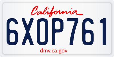 CA license plate 6XOP761