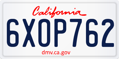 CA license plate 6XOP762