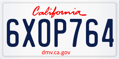 CA license plate 6XOP764