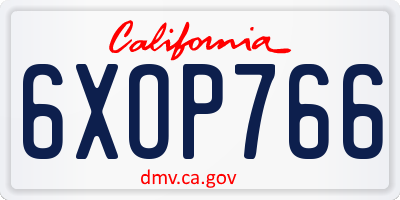 CA license plate 6XOP766