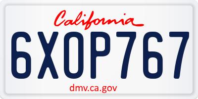 CA license plate 6XOP767