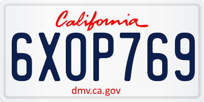 CA license plate 6XOP769