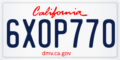 CA license plate 6XOP770