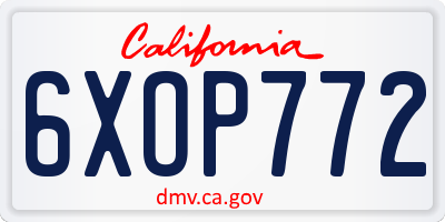 CA license plate 6XOP772