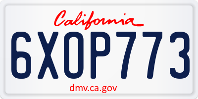 CA license plate 6XOP773