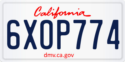 CA license plate 6XOP774