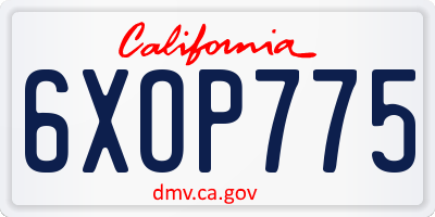 CA license plate 6XOP775