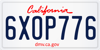 CA license plate 6XOP776