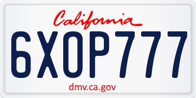CA license plate 6XOP777