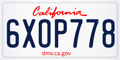 CA license plate 6XOP778