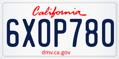 CA license plate 6XOP780