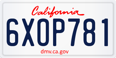 CA license plate 6XOP781