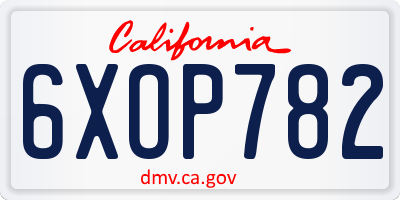 CA license plate 6XOP782