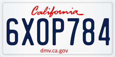 CA license plate 6XOP784