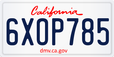 CA license plate 6XOP785