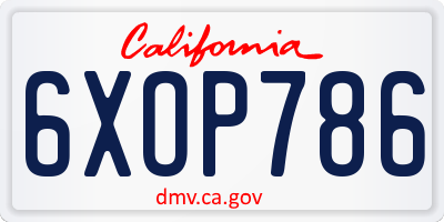 CA license plate 6XOP786