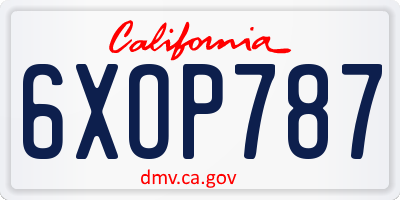 CA license plate 6XOP787