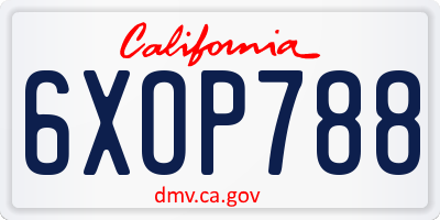 CA license plate 6XOP788