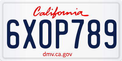 CA license plate 6XOP789