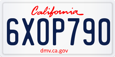 CA license plate 6XOP790