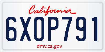 CA license plate 6XOP791
