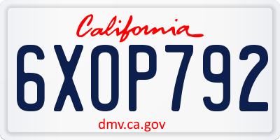 CA license plate 6XOP792