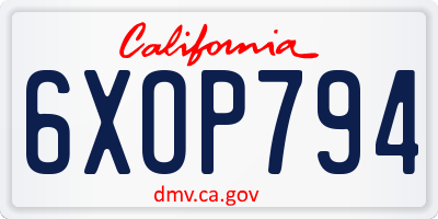 CA license plate 6XOP794