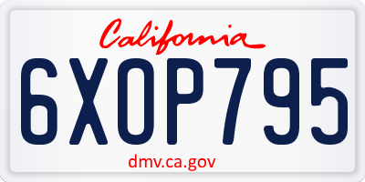 CA license plate 6XOP795