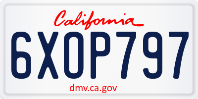 CA license plate 6XOP797