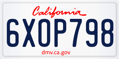 CA license plate 6XOP798