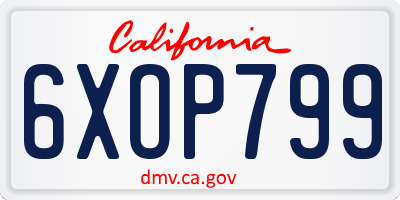 CA license plate 6XOP799