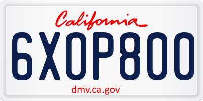 CA license plate 6XOP800
