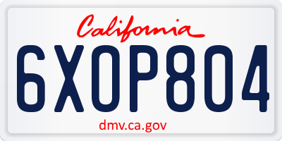 CA license plate 6XOP804