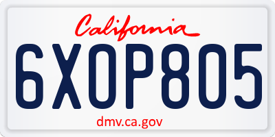 CA license plate 6XOP805