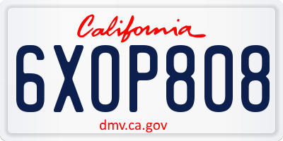 CA license plate 6XOP808
