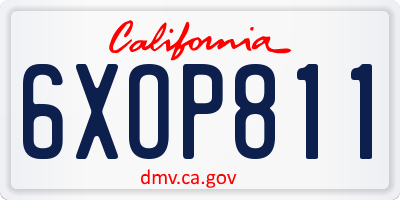 CA license plate 6XOP811