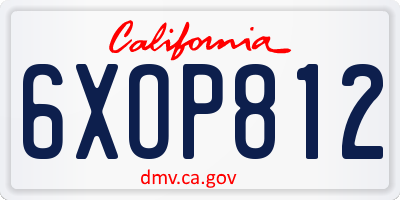 CA license plate 6XOP812