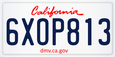 CA license plate 6XOP813