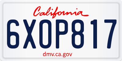CA license plate 6XOP817