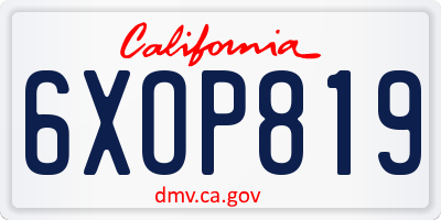 CA license plate 6XOP819