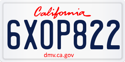 CA license plate 6XOP822