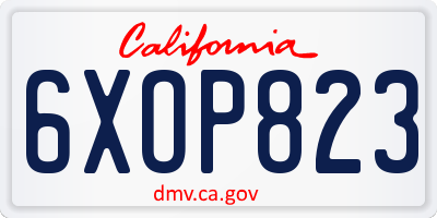 CA license plate 6XOP823