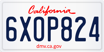 CA license plate 6XOP824